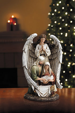 Holy Family Nativity with Guardian Angel 10"