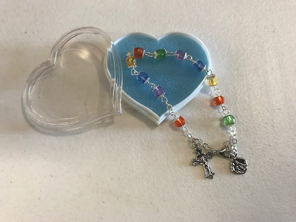 Rosary Bracelet - Multi-Colored Glass