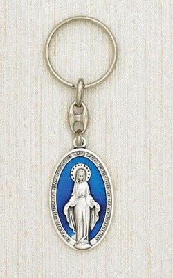 Miraculous Mary Oval Enameled Key Chain