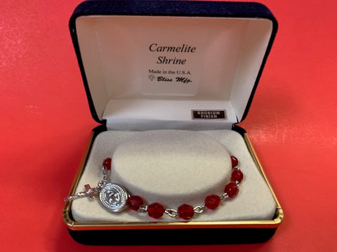 Rosary Bracelet - Silver Plated - Ruby