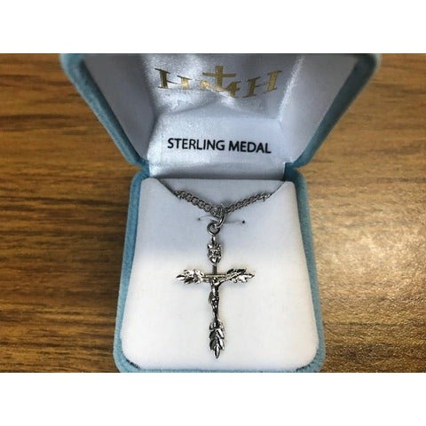 Crucifix - Sterling Silver - Wheat Motif