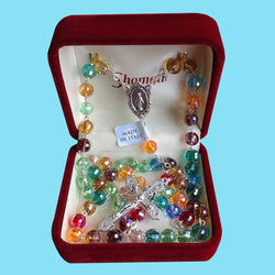 Rosary - Silver Plated with Multicolor Crystal Beads