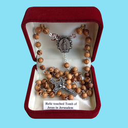 Rosary - Silver Plated with Olivewood Beads and Relic