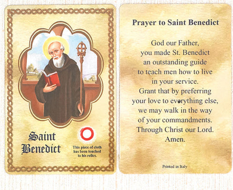 Saint Benedict Relic Prayer Card