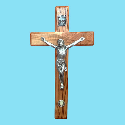 Olivewood Crucifix With Bethlehem Stone